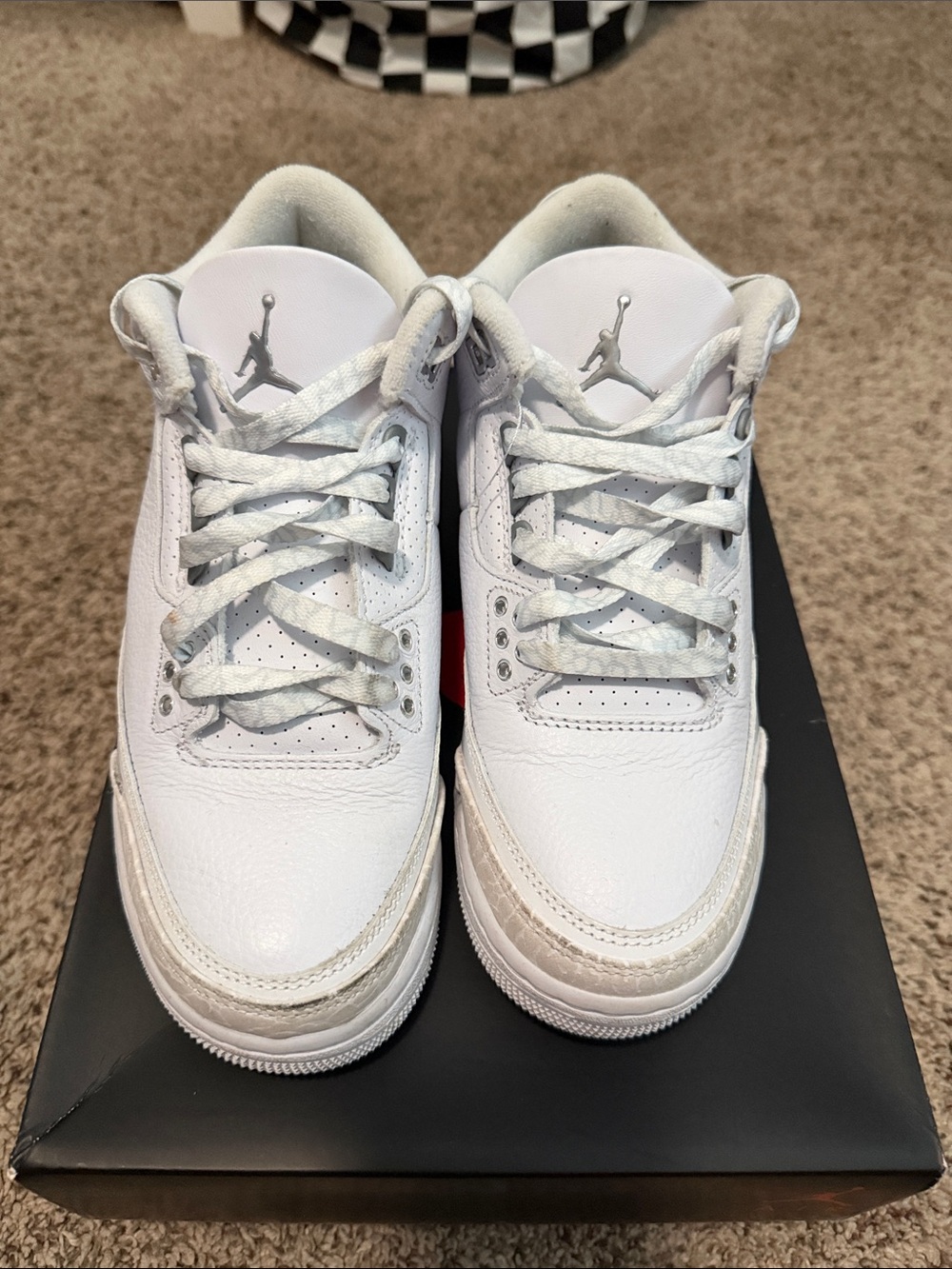 Nike Kids' White Leather Air Jordan 3 Retro